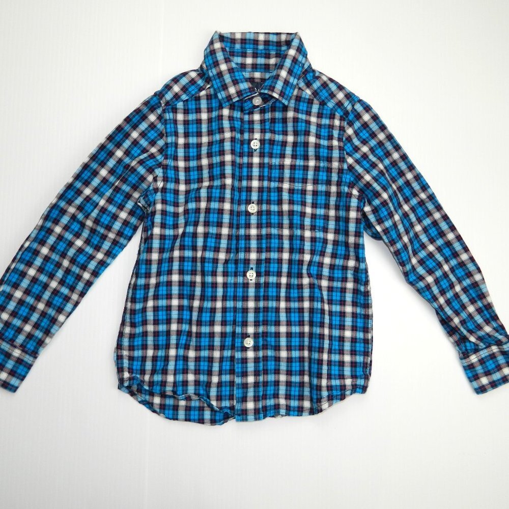 The Childrens Place Boys XS Plaid shirt Blue Cotton